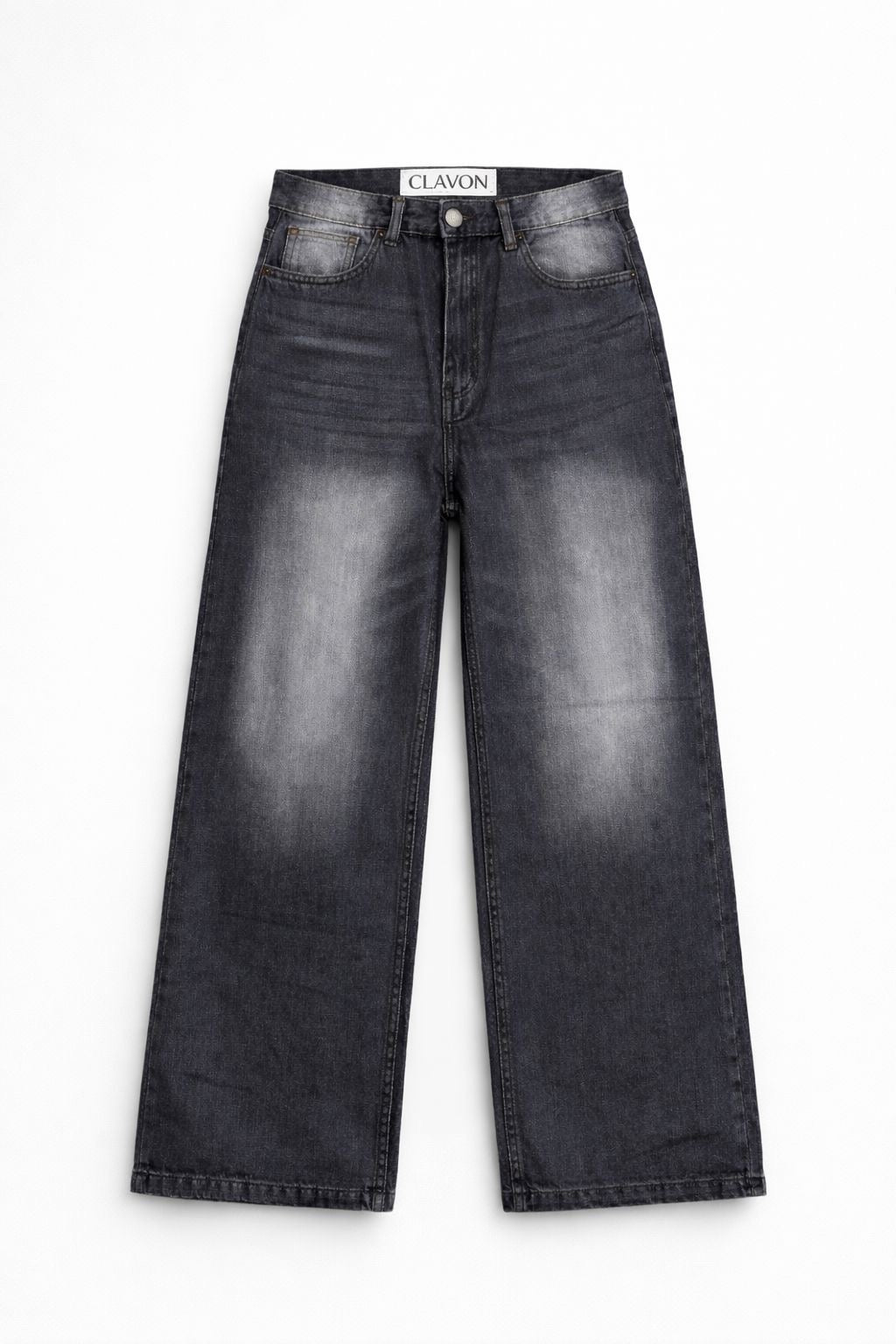 DARK GREY WASH WIDE LEG JEANS