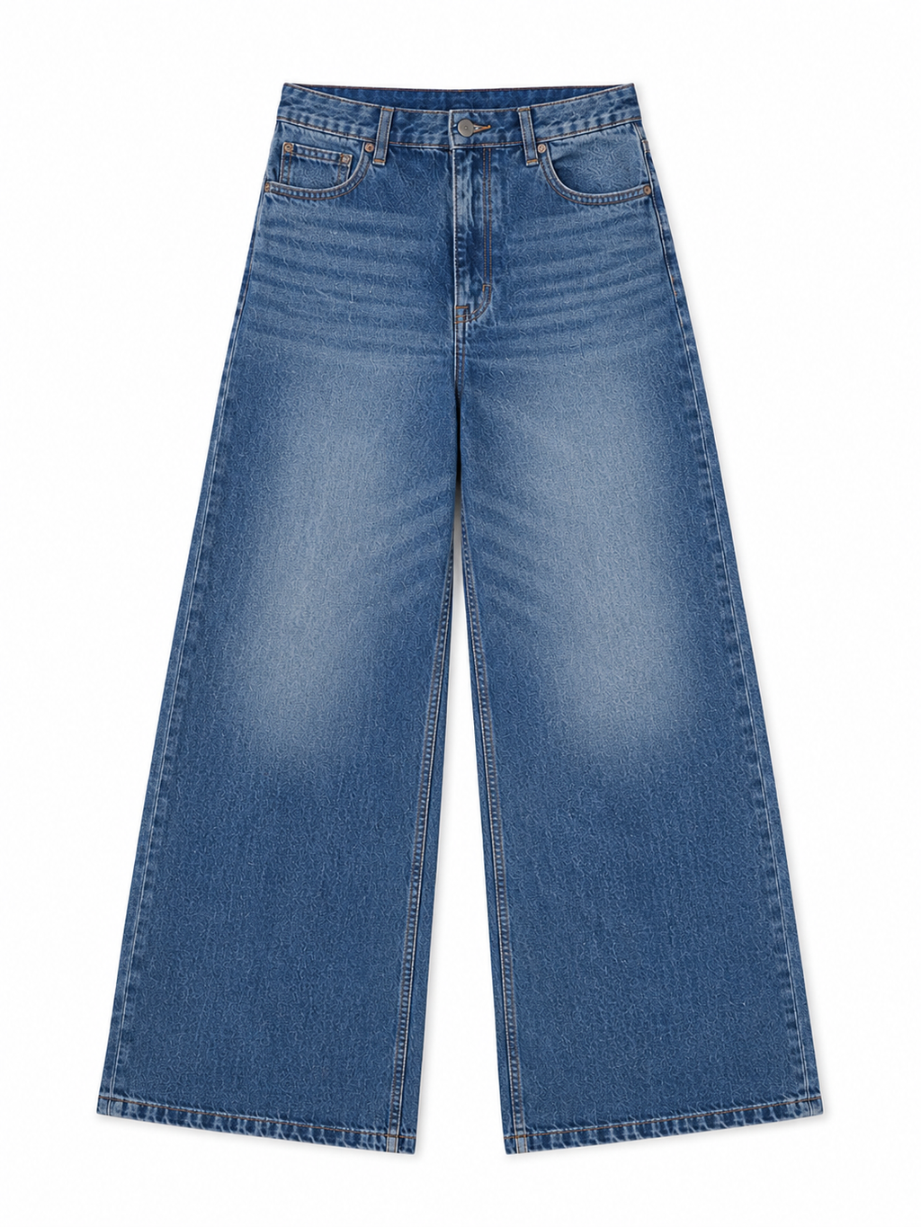 Blue Washed Wide Leg Jeans