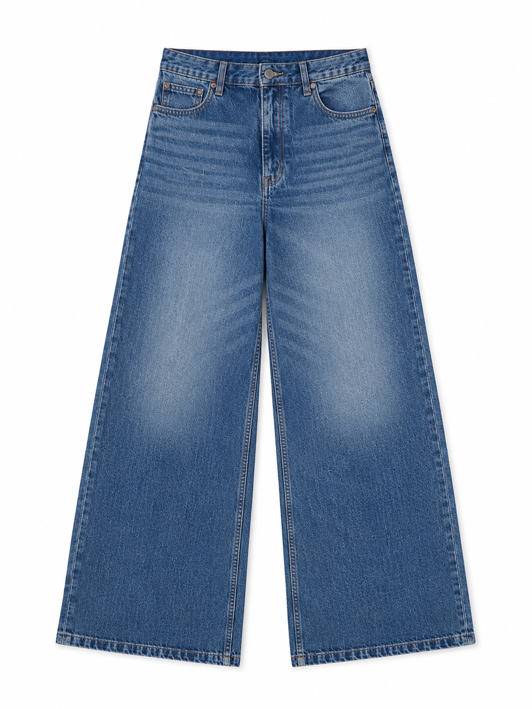 Blue Washed Wide Leg Jeans