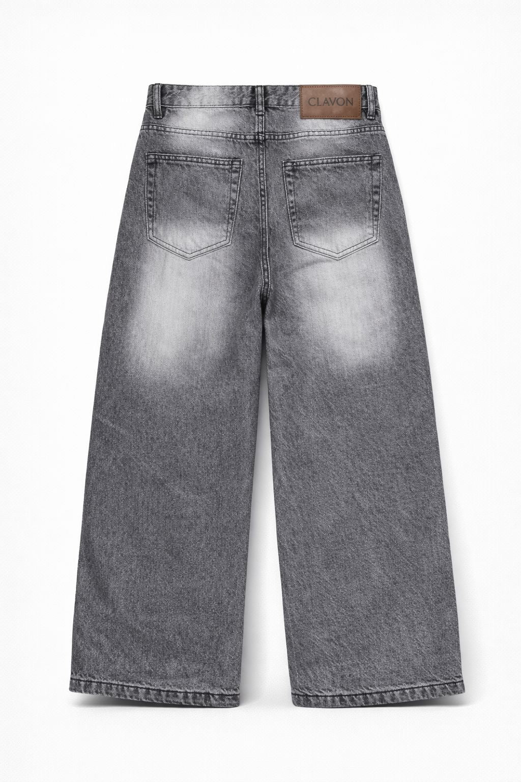 GREY WASHED WIDE LEG JEANS