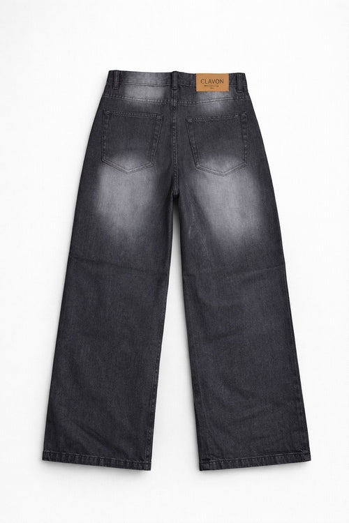 DARK GREY WASH WIDE LEG JEANS