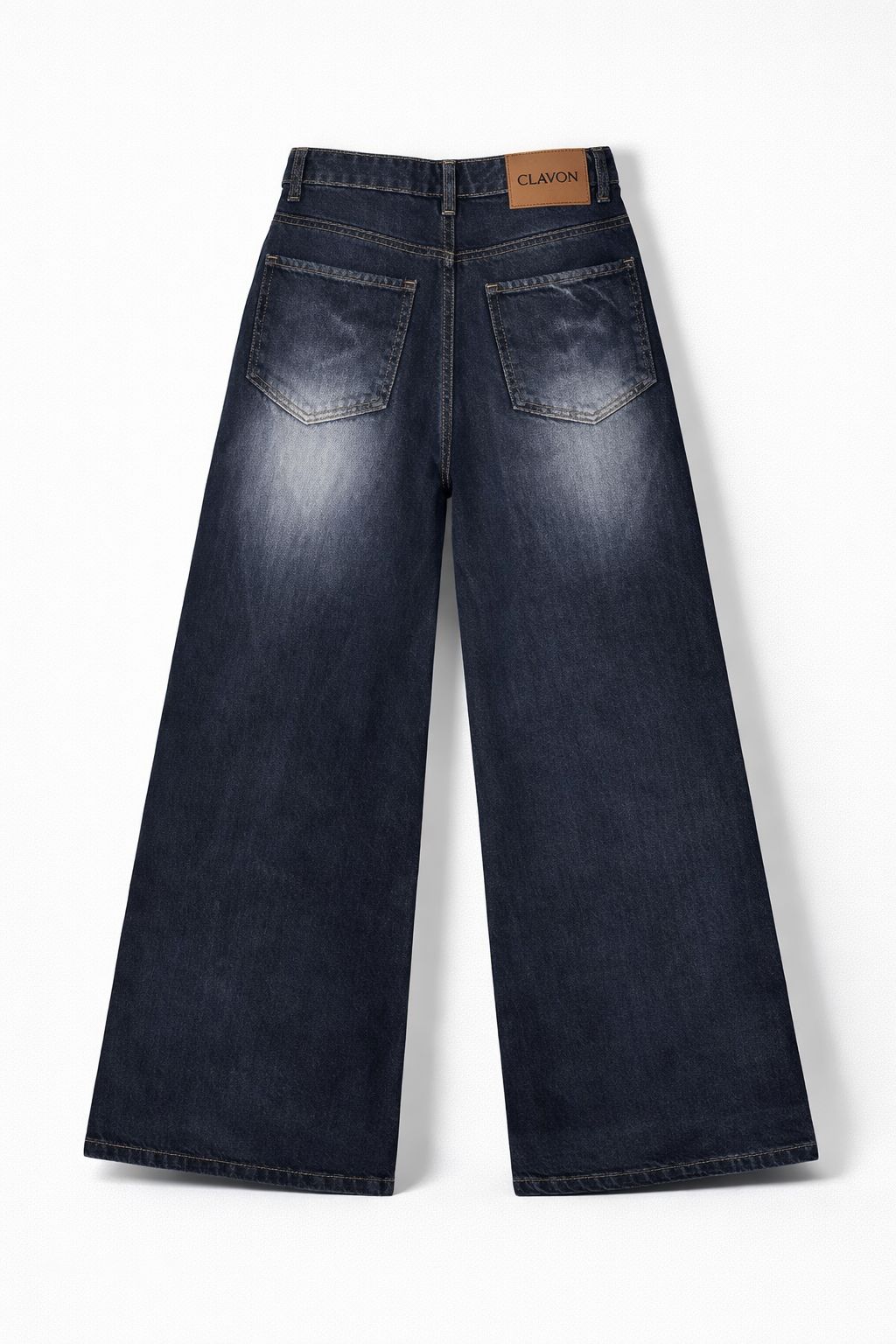 BLACK WASHED WIDE LEG JEANS