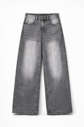 GREY WASHED WIDE LEG JEANS