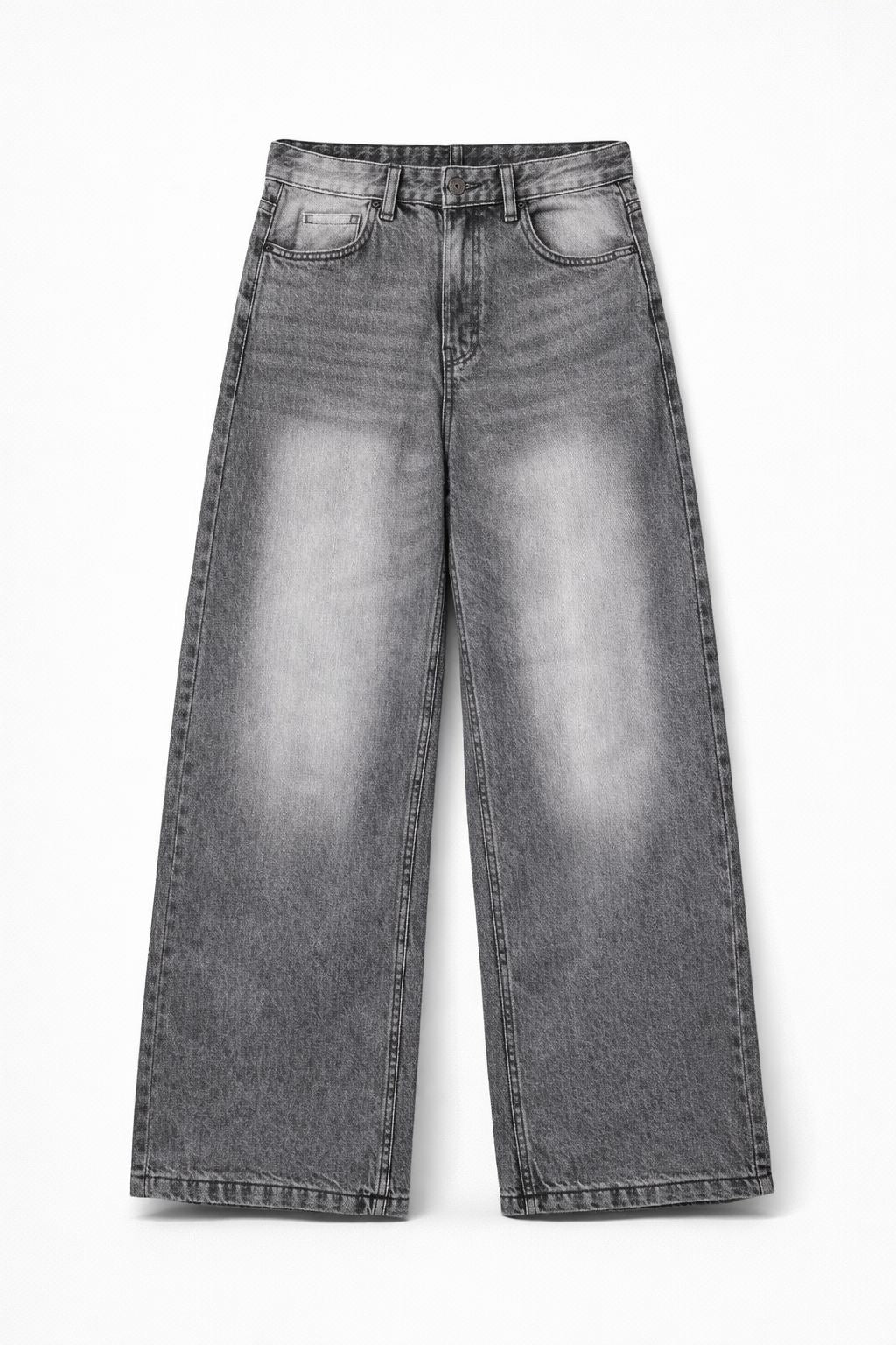 GREY WASHED WIDE LEG JEANS