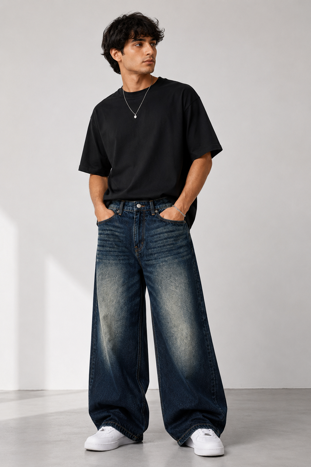 MIDNIGHT FADE WIDE LEG JEANS