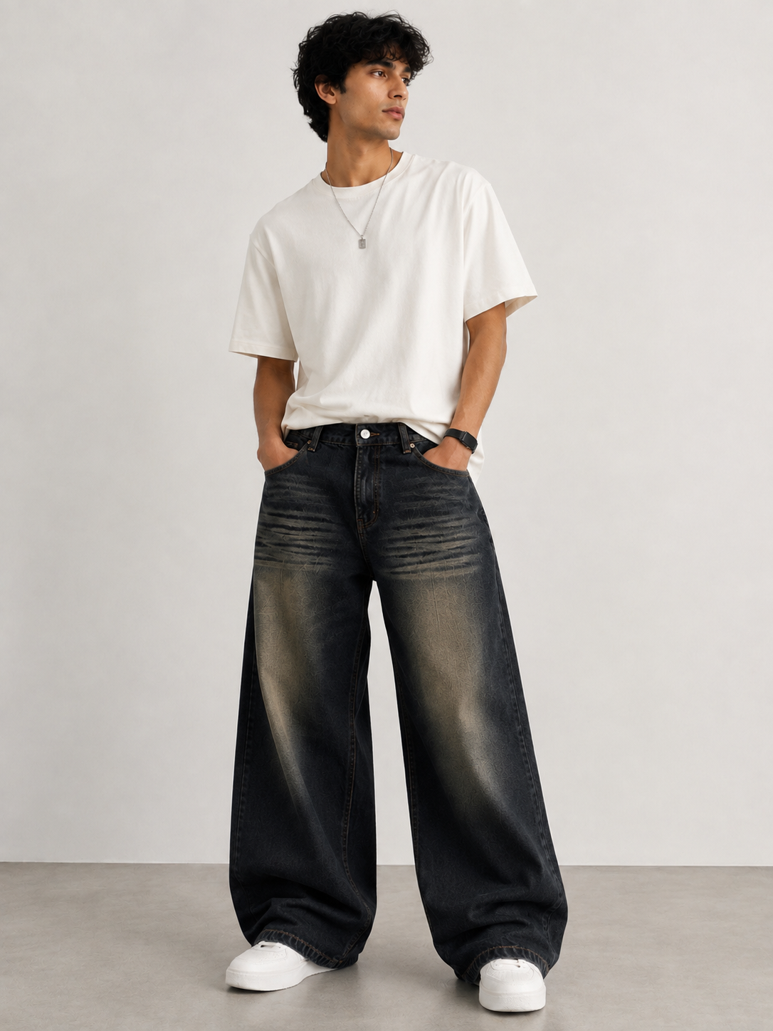 OLIVE VINTAGE WIDE LEG JEANS