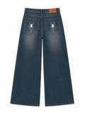 SPIDER EMBROIDERED WIDE LEG JEANS