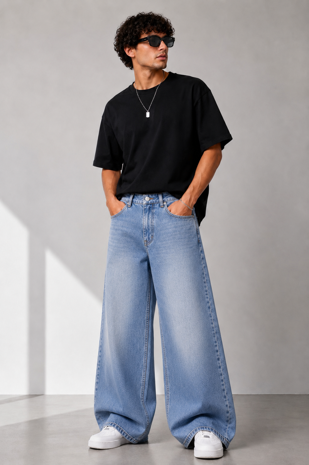 ICE BLUE WIDE LEG JEANS