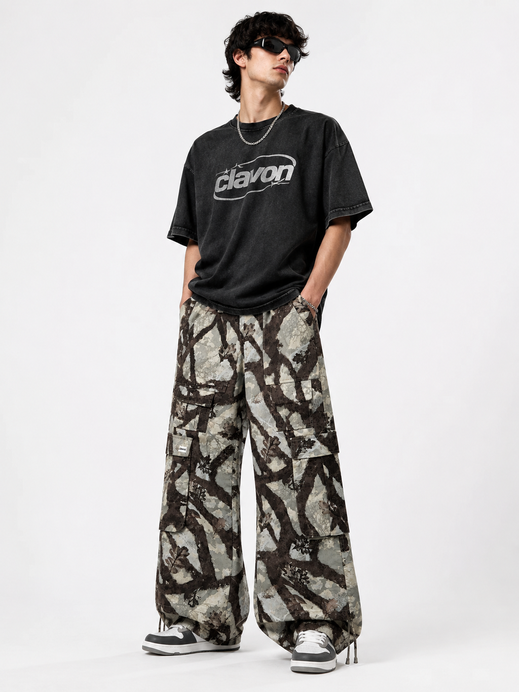 FOREST CAMO WIDE LEG CARGO